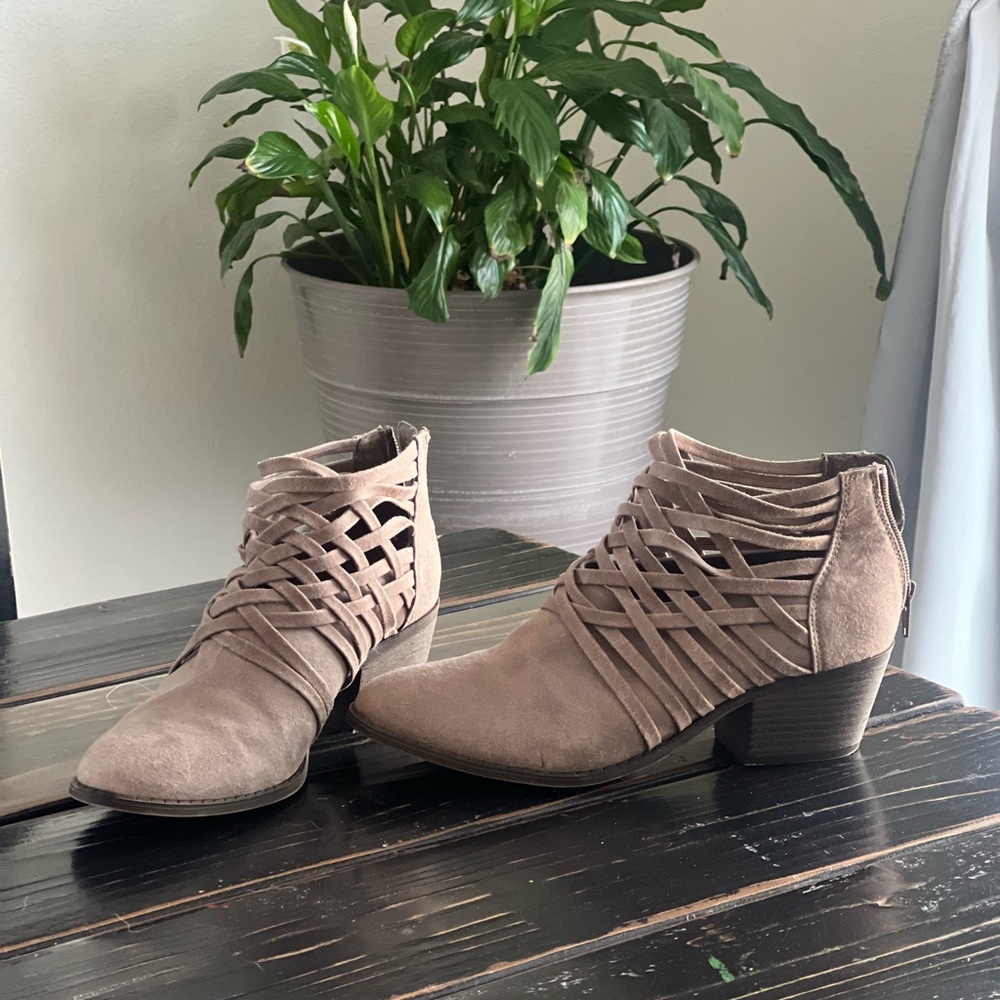 Fergalicious Taupe Ankle Booties